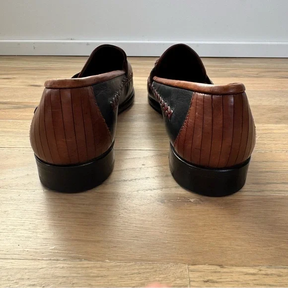 Cole Haan Brown and Black Leather Stitched Tassel Loafers Size 7 - Picture 6 of 12